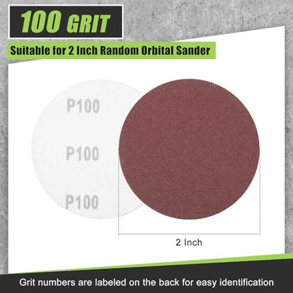 DTGN 2In 100Grit Hook and Loop Sanding Disc 10Pcs Red Aluminum Oxide - color: Red, size: 2 Inch(100 Grit)