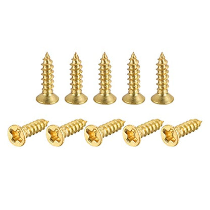 uxcell Brass Wood Screws, M2x8mm Phillips Flat Head Self Tapping Connector for Door Hinges, Wooden Furniture, Home Appliances 50Pcs - size: M2x8mm