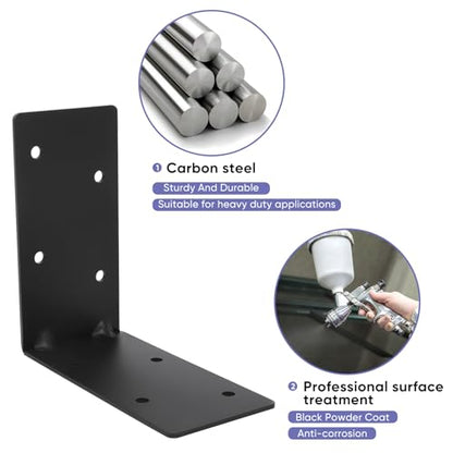 6x6x3 Corner Brackets 4-Pack, Reinforced Angle Support for Wood - size: 6''X6''X3'' 4P