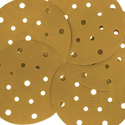 Dura-Gold 6" Gold Sanding Discs, 1000 Grit, Box of 50, Hook & Loop, 17 Hole - size: 1000-Grit