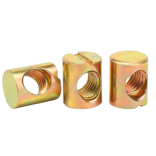Qrity 20 PCS M6 Barrel Nuts M6x10mm Furniture Barrel Nuts, Cross Dowels Slotted Nuts for Furniture Beds Crib and Chairs - size: M6x10mm