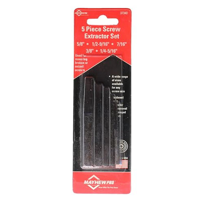 Mayhew Tools 37340 Screw Extractor Set, Carded, 5-piece, multi, one size