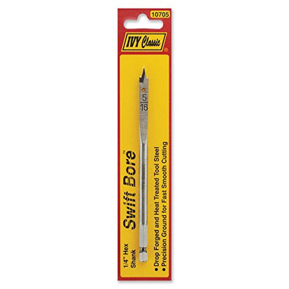IVY Classic 10705 5/16 x 6-Inch Swift Bore® Wood Spade Bit, High-Carbon Steel, 1/Card - size: 5/16 x 6"