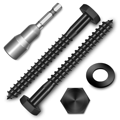 (20-Set) 1/4 x 2-1/2" Lag Screws, Stainless Steel Heavy Duty Hex Head Lag Bolts for Wood, Commercial/Industrial Grade 1/4 Bolts, Mounting Screws Bolts Kit, Black Oxided by Marysino - color: Black, size: 1/4" x 2-1/2"