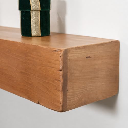 Fireplace Mantel, Rustic, Shelf, Floating Mantle, Real Wood, Beam, URBANDI (Brown, 72Lx6Hx8D) - color: Brown, size: 72Lx6Hx8D