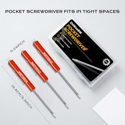 12 Pcs Red Pocket Screwdriver Magnetic Mini Slotted Flathead - color: Red