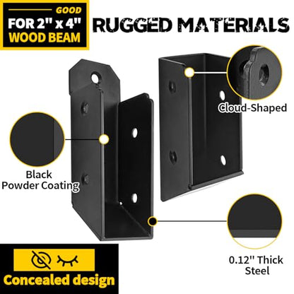 U-Shaped Deck Railing Bracket Connectors, 30 Degree Attachment Brackets with Screws for 2" x 4" Lumber, Stair Handrail Connectors for Wood Fences - 4Pair - size: Angle 30°