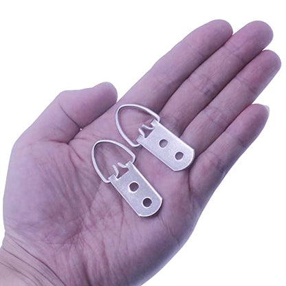 Heavy Duty D Ring Picture Hangers with Screws, 20 Pcs Large Wide D-Ring Picture Hanging Hardware, 2 Holes Picture Hooks for Paintings, Mirror, Clock, Decoration, Artwork Picture Frame - size: 20 Pcs Double Holes