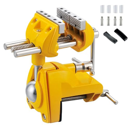 MAXMAN Bench Vise, 360° Cast Steel Swivel Base, 3 inch Multi-Purpose Clamp - color: Yellow
