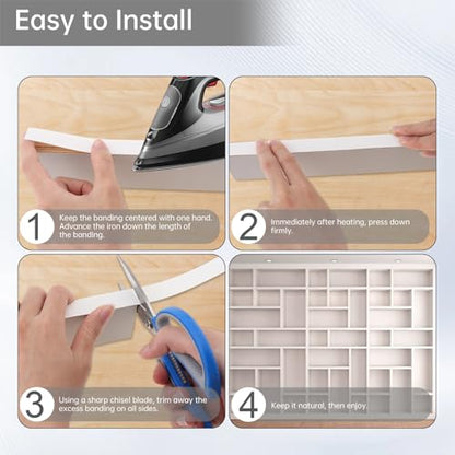 3/4inx50ft Melamine Edge Banding White Veneer Edging Shelf Adhesive - color: White