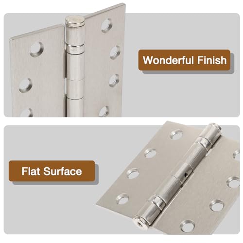 TDCHINGES Commercial Brushed Nickle Door Hinges 4x4.5 Heavy Duty NPR 2 Pack - color: Satin Nickel, size: 2 Pack-BB