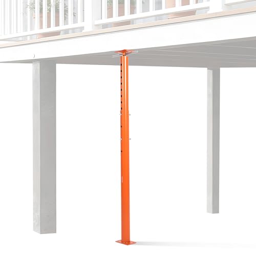 Adjustable House Floor Jack Post, 2 Pack – Heavy Duty Steel for Basement Support – 18,000 lbs Max Load – Leveling & Lifting Joist Beams for Home, Construction & Crawl Space – Orange Red, - size: 53 - 93 in