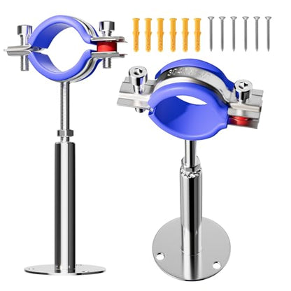 2 Pack Wall Mount Ceiling Mount Pipe Supports Suitable for OD Pipe 51-57mm Adjustable Height 100-200mm Adjustable Pipe Strap Clamp with Screws Stainless Steel - color: Adjustable Height 100-200mm, style: 57mm