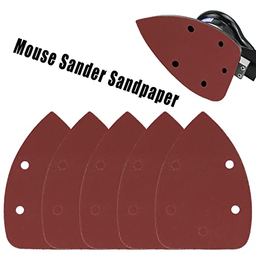 60 Pcs 400 Grit Mouse Detail Sander Sandpaper, Aluminum Oxide Mouse Sander Pads 5 Hole Palm Sander Pads Sanding Sheets for 140mm Mouse Sander - size: 400 Grit