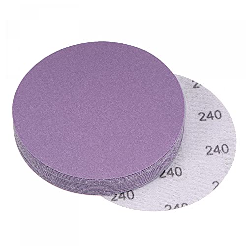 uxcell 15Pcs 4-Inch Purple Sanding Discs 240 Grits Hook and Loop Professional Aluminum Oxide Sand Paper Wet Dry Polish for Wood Metal Paint Finishing - style: 240 Grit