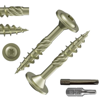 Wensilon #8 x 1-1/4" Yellow Lag Screws, Structural Wood Screw,130PCS 1lbs 4.2x32mm - color: Yellow, size: #8 x 1-1/4"