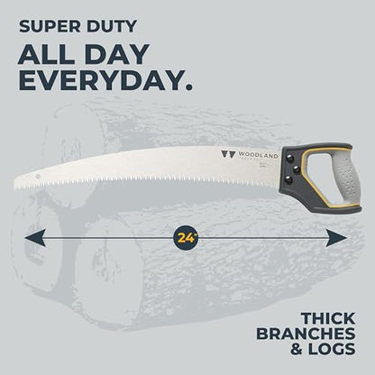 Woodland Tools Super Duty D-Handle Pruning Saw – Curved Tree Saw with Hardened Steel Blade, Aggressive Teeth, Non Slip Grip – Manual Tool for Limb Cutting, Branch Removal, and Yard Work - style: Super Duty D-Handle Saw