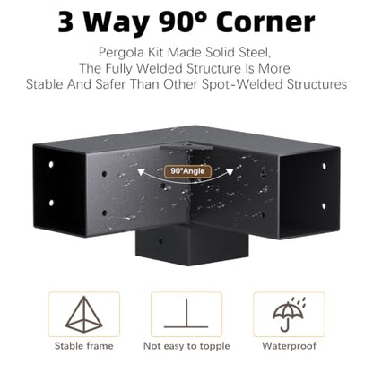 Pergola Kit, 3-Way Pergola Brackets for 4"x 4" (Actual 3.5" X 3.5") - size: 4"x 4" (Actual 3.5" X 3.5")