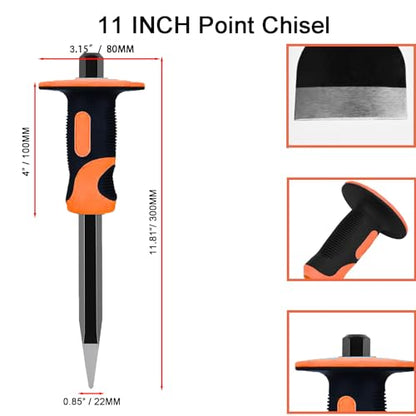Masonry Chisel Set,3 Piece Heavy-Duty Point, Flat and Brick Chisels