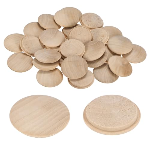 M METERXITY 25-Pack Wood Plugs for Screw Holes, 40 x 35mm Beech Button Wood Top Plugs for Furniture/Stair/Chair/Craft, Flat Head Decorative Wooden Cover - size: 40x35mm
