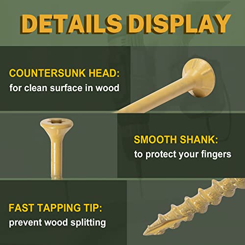 LIONMAX Deck Screws #8 x1-5/8 Inch, Exterior Wood Screws, 800 PCS, Tan