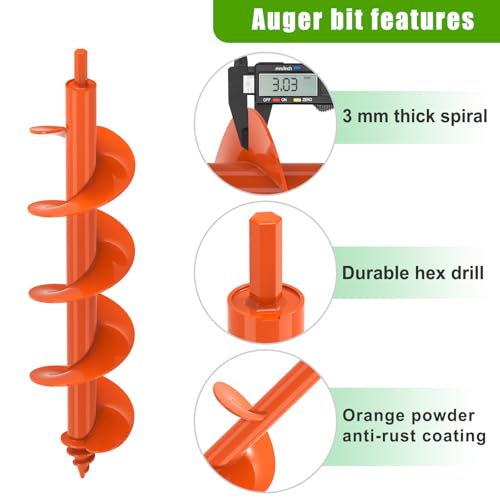 Insaga Auger Drill Bit for Planting, 3.5''x16'' Garden Earth Auger with Self-Tapping Screw, 3MM Heavy Duty Spiral Drill Planting Bit, for Bulbs Flowers Plants Post Hole Digger - size: 3.5x16''