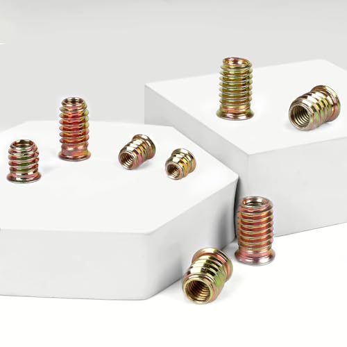 50 PCS 1/4-20 x 15mm Threaded Inserts for Wood Professional Threaded Insert Nuts for Furniture & Wooden Products, Hex Spanner Included - size: 1/4-20 x 15mm