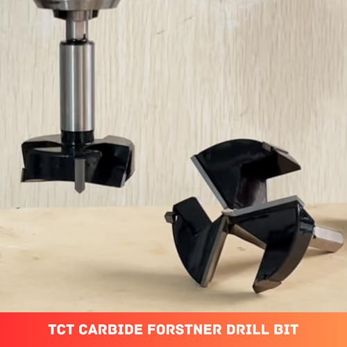 Forstner Drill Bit 2-1/2 Inch, Triple-Flute Carbide Tipped Forstner Bit for Hard Wood, Soft Wood, Veneered Plywood, Plastic, Drilling Hole Saw Woodworking Hinge Cutter Tool - style: 2-1/2 Inch