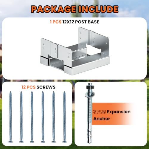12x12 Post Base for Concrete Heavy Duty Silver E-Coated 1 PCS