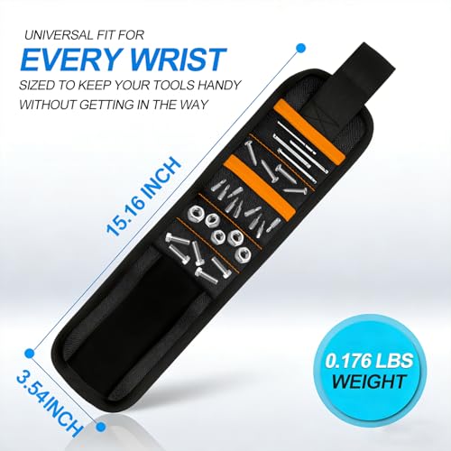 Premium Magnetic Wristband for Tools, Adjustable Wrist Tool Belt for Holding Screws, Nails, Drill Bits, Essential Gift for Men, Handyman, Dad, Husband, Father’s Day, Ideas - color: Black