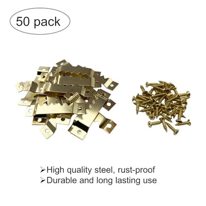 50 Pack Large Sawtooth Picture Hangers (Gold, Supports 50 lbs) - color: Large Gold - 50 Pack
