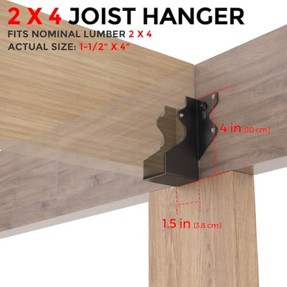 20Pcs Black 2x4 Joist Hangers for Wood,18 Gauge Metal Face Mount Joist Hanger,Lu24 Joist Hangers Powder Coating,Hurricane Ties for Rafter,Rafter Brackets 2x4 for Deck,Floor,Roof Overhang,Ceiling Joist - size: 20 Pcs 2x4 Joist Hanger, style: Black