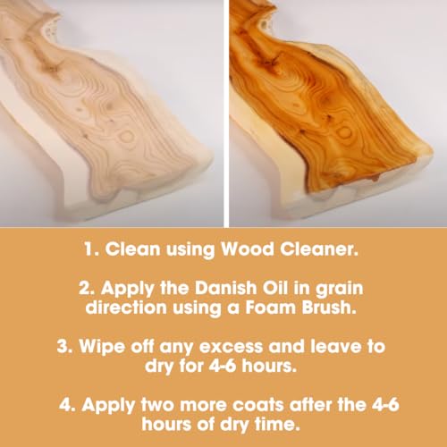 Furniture Clinic Danish Oil | Wood Care for Interior & Exterior Furniture | Restore, Seal & Protect Oak, Pine, Teak & More | Non-Toxic Natural Satin Finish | Repels Water, Stains, Dirt | 17 fl oz - size: 17 fl oz