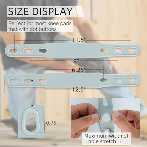 KUNN Rubber Straps for Knee Pads, Replacement Straps for Knee Pads, Set of 4, Grey - color: Grey