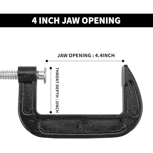 8 Pack 4 Inch C Clamp Set Heavy Duty Steel - size: 4 inch