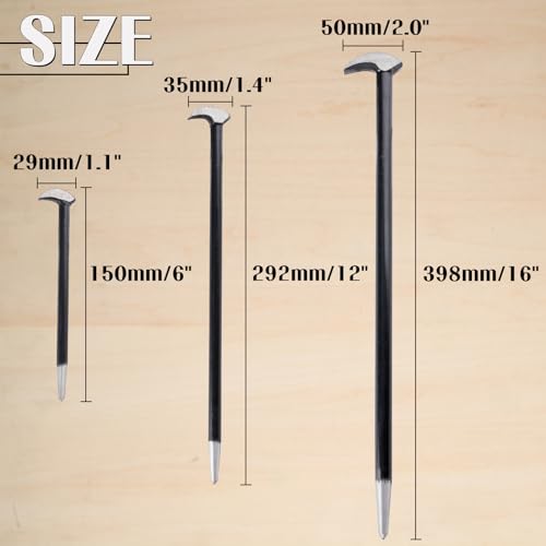 3PCS Rolling Head Pry Bar Set Heavy Duty Indexing Pry Bar Set