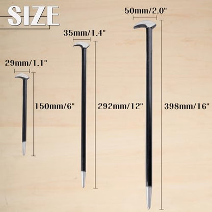 3PCS Rolling Head Pry Bar Set Heavy Duty Indexing Pry Bar Set