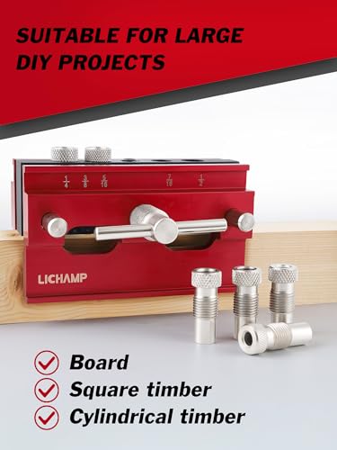 Lichamp Self Centering Doweling Jig Kit, Drill Guide for Straight Holes