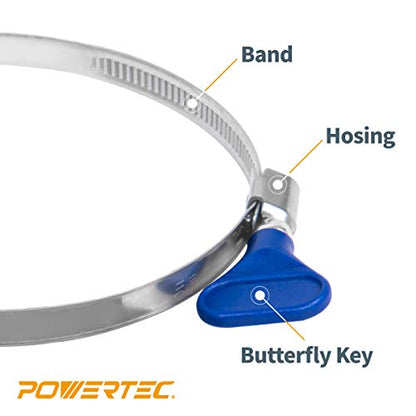 POWERTEC 70262-P2 2-1/2 Inch Key Hose Clamp, Thumb Screw Key Adjustable Stainless Steel Hose Clamps for Dust Collection, Dust Collector and Dryer Vent Hose, Pipe Clamp, RV Clamp,Worm Gear Clamp,20pack - size: 2-1/2 Inch, style: Key clamps (20 PK)