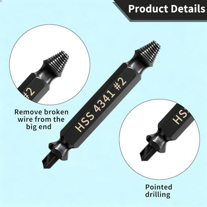 6 Pcs Damaged Screw Extractor Set, Easy Out Bolt Extractor Set, Stripped Screw Remover Tool, Professional Drill Bit Kit for Easily Remove Broken Bolts Stripped Screws Stud Removal Tool