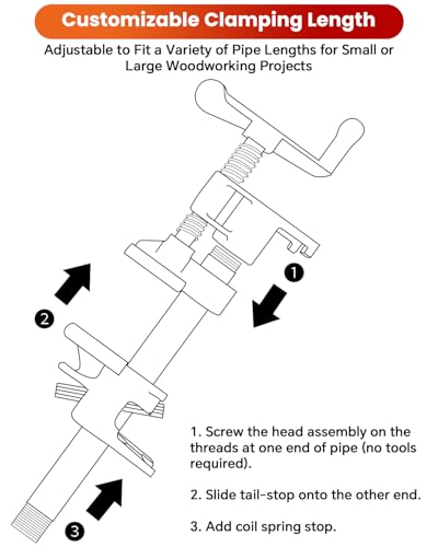 ATPEAM 3/4'' Wood Gluing Pipe Clamp Set with Protective Pads (4, Orange) - color: Orange