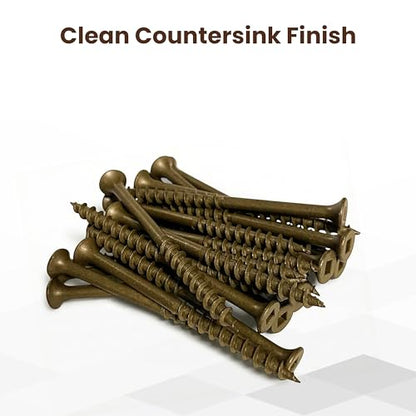 #10 x 3-1/2" Deck Screws, Square Drive Bugle Head, Brown Ceramic Ruspert Coated Exterior Wood Screws for Pressure Treated Lumber, Corrosion Resistant, 1500 Piece Contractor Box - size: #10 x 3 1/2" (1500pcs Box)