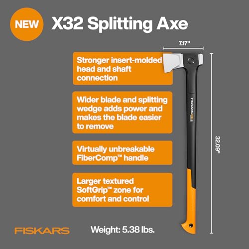 Fiskars X32 Splitting Axe 32", Splitter for Large Wood Logs & Firewood - style: 32" Splitting Axe