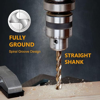 POWERTEC 1/8" & 3/16" Cobalt Drill Bits - 24 Pack - M35 HSS Jobber Length Twist Bits with 135° Tip for Drilling Wood, Metal, Stainless Steel, Nickel Alloy, Cast Iron & Plastic (QDB2105) - style: 24PK 1/8" & 3/16" Cobalt Drill Bits (M35 135°)