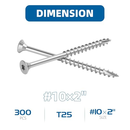 WELLOCKS #10 x 2 in 304 Stainless Deck Screws, 300 PCS - size: #10×2"