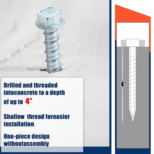 Tandefio 40 Pack 3/8 x 4 Concrete Anchors and Screw Kits Galvanized - size: 3/8" X 4"
