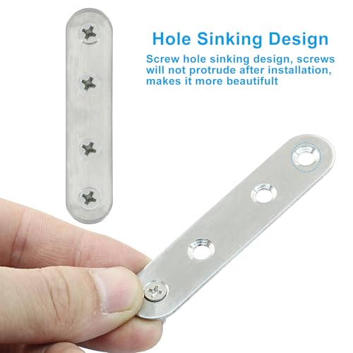16 Pack 3 Inch Stainless Steel Flat Plate Straight Bracket - size: 3"-80mm-Silver