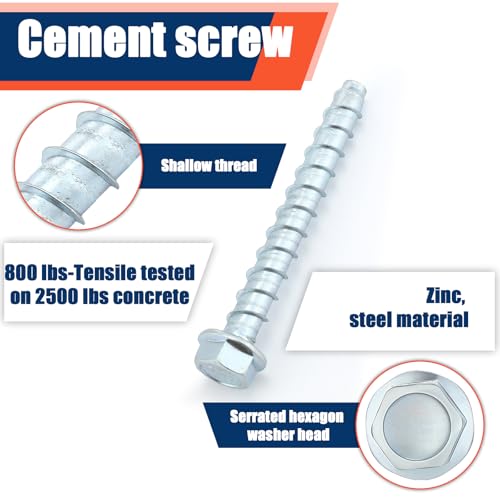 Tandefio 40 Pack 3/8 x 4 Concrete Anchors and Screw Kits Galvanized - size: 3/8" X 4"