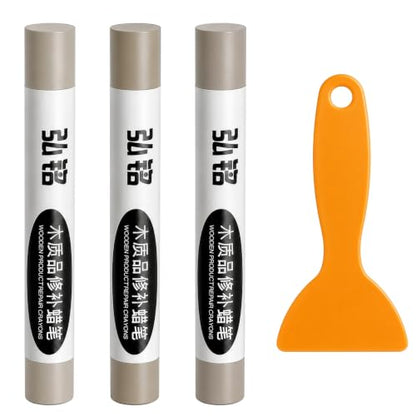 3 Colors Wood Filler Sticks, Milk Coffee Series, with Scraper - color: Milk Coffee Series