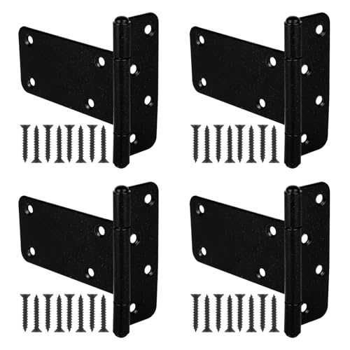 4 Pack 5 in T-Strap Heavy Duty Gate Hinges 260 Lbs Capacity,Black - color: Black, size: 5 in -4 pcs
